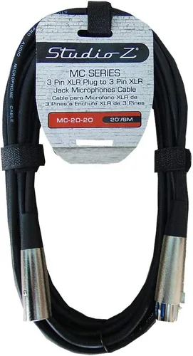 Vista 4 de Paquete de 2 cables de micrófono Studio Z de 20 pies, cables XLR de micrófono de baja Z, audio equilibrado macho a hembra, sin oxígeno, cobre