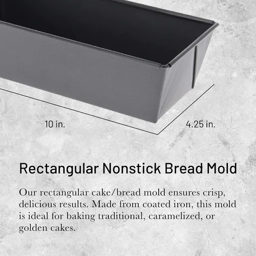 Vista 2 de de Buyer Molde rectangular antiadherente para pastel/pan, 10 pulgadas, perfecto para pasteles y panes tradicionales, fácil de usar y limpiar, sin