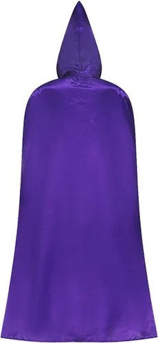 Vista 4 de EDAUWAE Raven - Disfraz de cosplay para mujer, Rachel, negro, de lujo, cinturón con capa morada, conjunto completo de Halloween