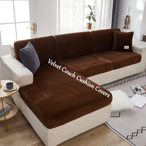 Vista 3 de lygooh Fundas de cojín de terciopelo elásticas para sofá, fundas de cojín para sofá, protector de muebles con parte inferior elástica para sofá
