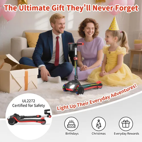 Vista 8 de 3-Wheel Electric Scooter for Kids Ages 4-8, 5 MPH, 3 Adjustable Heights Negro