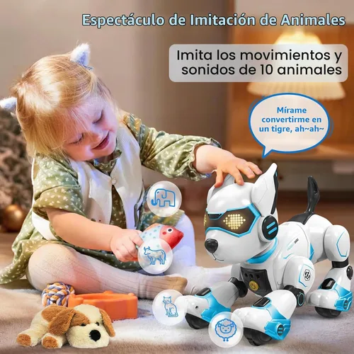 Vista 6 de OKK Perro Robot para Niños, Perro de Control Remoto y Toque con Interacción por Voz, Robot Programable con Show de Imitación, Perro Electrónico que