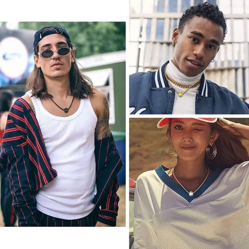 Vista 3 de Bestyle Collar con colgantes de bola vívida para hombre, acero inoxidable sólido, fútbol, baloncesto, voleibol, pelota de rugby, béisbol, plateado