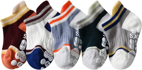 Vista 6 de Juego de 5 pares de calcetines antideslizantes para bebés, niños y niñas, juego de calcetines suaves y elegantes