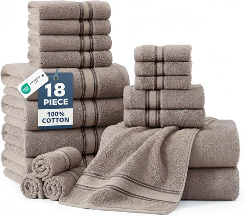 Vista 26 de LANE LINEN Juego de toallas de baño de lujo, 3 piezas, 100% algodón, secado rápido, extra aborbentes, juego de toallas súper suaves, 1 toalla de Gris