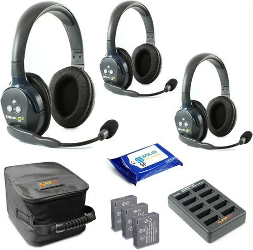 Vista 10 de Eartec UL2SD Ultralite - Auriculares inalámbricos de dúplex completo para 2 usuarios - 1 auricular de una sola oreja y 1 auricular de doble oreja