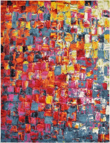 Vista 12 de Unique Loom colección Lyon - Alfombra abstracta y moderna, Polipropileno, Multi/Verde