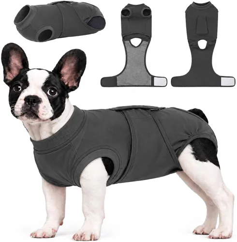 Vista 35 de Kuoser Traje de cirugía para perro, cómodo traje de recuperación para perras, mameluco protector posoperatorio, alternativa suave al cuello E