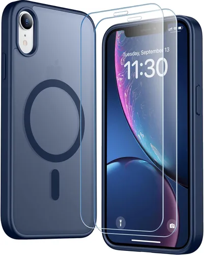 Vista 45 de SPIDERCASE Funda magnética translúcida diseñada para iPhone 11, con 2 protectores de pantalla de vidrio templado, antihuellas, para iPhone 11 de 6.1