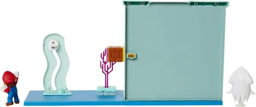 Vista 5 de Super Mario Juego submarino con pieza ambiental interactiva, figura articulada de Mario de 2.5 pulgadas y figura de calamar Blooper. Colecciona