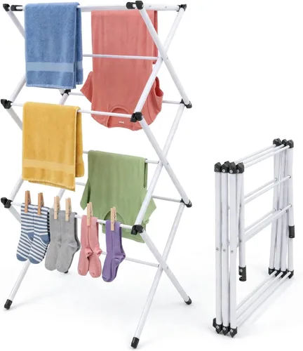 Vista 6 de Honey-Can-Do Estante de secado de ropa resistente con alas de gaviota Blanco brillante