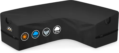 Vista 14 de Zettum Funda seccional en forma de L para exteriores, funda de sofá modular 600D para patio, fundas impermeables para muebles de patio para sofá