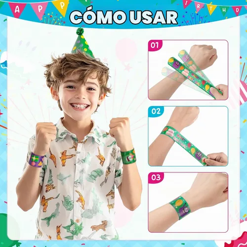Vista 6 de Childom 36 piezas Pulseras de cumpleaños con cierre, regalos de pulseras para fiestas, decoraciones de cumpleaños, rellenos de bolsas de golosinas