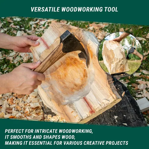 Vista 6 de BeaverCraft Adze de hacha forjada para tallado de madera - Adze curva para carpintería AX2 con mango de madera para canaleta de cuenco - Herramienta