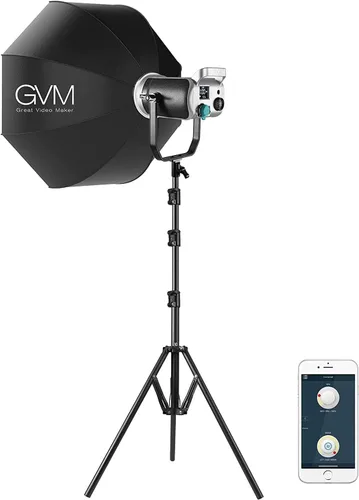 Vista 8 de GVM - Luz de video LED de 200 W con caja de luz, SD200D Kit de iluminación de estudio de fotografía con control Bluetooth/DMX, 93000lux@1.6 ft
