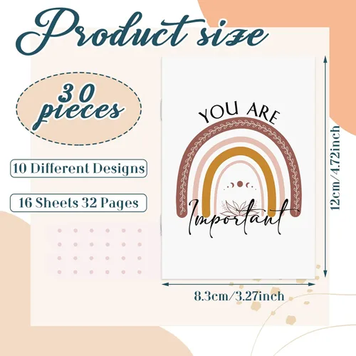 Vista 2 de Fumete 30 mini diarios motivacionales a granel, cuadernos de bolsillo de arco iris, pequeños bloc de notas inspiradores, divertidos bloc de notas