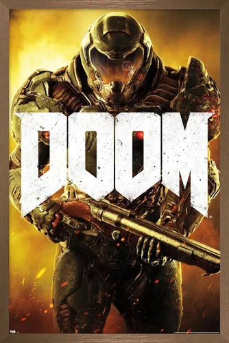 Vista 9 de Doom - Póster de pared marino, 22.4 pulgadas de largo x 14.7 pulgadas, versión enmarcada en madera de granero