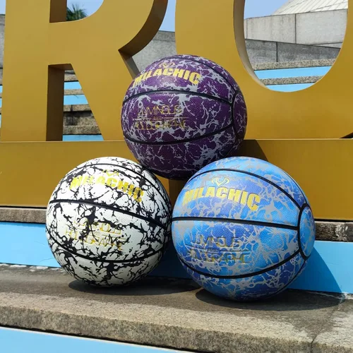 Vista 7 de Balón de baloncesto holográfico que brilla en la oscuridad, tamaño oficial 7, para interiores y exteriores, luminoso, de cuero, 29.5 pulgadas