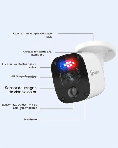 Vista 3 de Swann Cámara Bullet 1080p (complemento) - Cámara de seguridad con cable de alta resolución con visión nocturna y tecnología de sensor