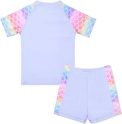 Vista 2 de QPANCY Traje de baño de 2 piezas con protección solar UPF 50+ UV para niñas