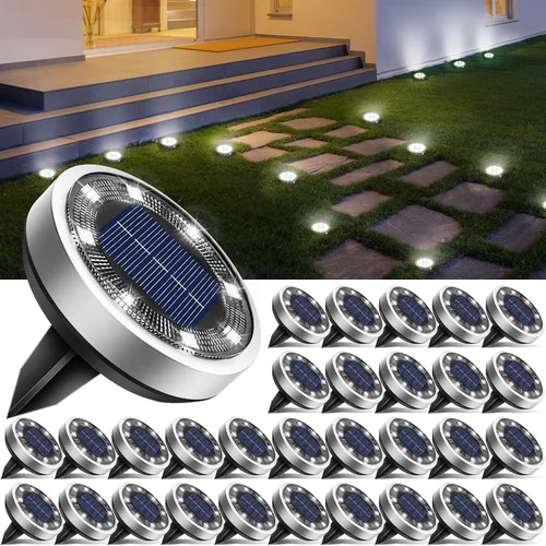 Vista 9 de Btfarm Paquete de 16 luces solares impermeables para exteriores, 8 luces LED solares para suelo