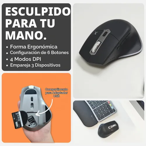 Vista 8 de X9 Combo ergonómico de teclado y mouse inalámbricos: teclado Ergo Split con reposamuñecas y mouse, 2.4G y Bluetooth, teclado ergonómico y mouse