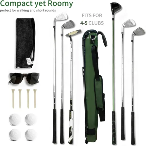 Vista 9 de Bolsa de golf ligera, portátil y duradera con correa acolchada y bolsillo, bolsa de domingo para el campo de conducción, bolsa de práctica divisora