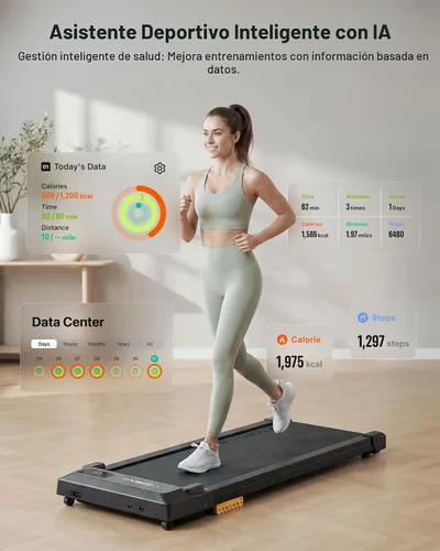 Vista 2 de UREVO Smart Walking Pad, Compact Under Desk Treadmill with Double Shock Absorption, Quiet Operation, Workout APP with Track Insights and MIIT Mode