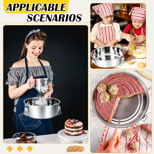 Vista 2 de Maxcheck Paquete de 3 moldes de flan con tapa, sartén de acero inoxidable de 1.5 cuartos de galón, compatible con olla de 6 cuartos de galón