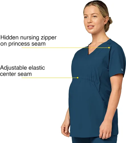 Vista 2 de WonderWink Camiseta de maternidad con cuello en V para mujer