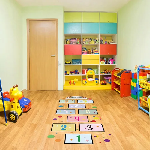 Vista 4 de Calcomanías de pared con 10 números, juego de remolacha, calcomanías de pared de colores primarios, juego de calcomanías de pared