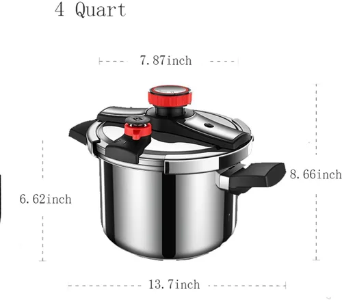 Vista 9 de Olla a presión de acero inoxidable de 4 cuartos de galón, utensilios de cocina de acero inoxidable 304 con tapa de fácil apertura y cierre, funciona