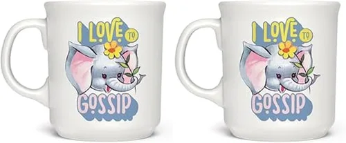 Vista 4 de Genuine Fred Taza de cerámica con texto en inglés "Say Anything", con texto en inglés "I LOVE GOSSIP", apta para lavavajillas