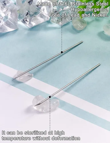 Vista 4 de Heienngy Agujas de perforación 20G de acero inoxidable quirúrgico anillos de nariz para el cuerpo agujas de joyería para el cuerpo kit de piercing