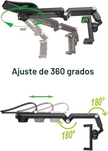 Vista 4 de Ivieicip Soporte Giratorio y Retráctil para Teléfono de Coche - Visor Solar Multifunción 1080 Soporte Universal Giratorio de 360 Grados