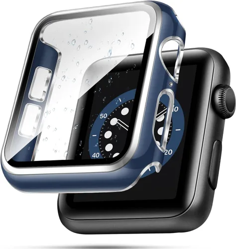 Vista 19 de top4cus Carcasa de 38mm compatible con Apple Watch, con protector de pantalla de vidrio templado incorporado, cubierta de PC para iWatch Series