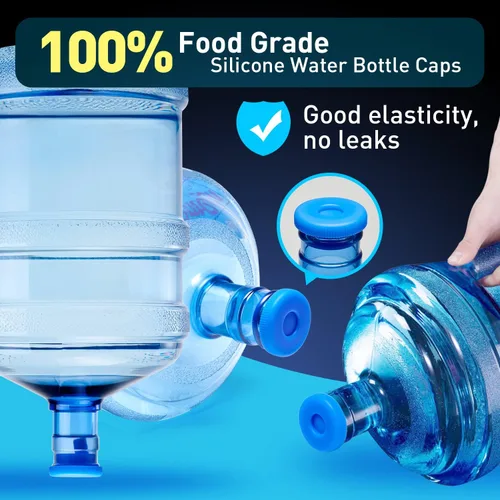 Vista 6 de Tapa reutilizable para jarra de agua de 3 y 5 galones, tapas de botellas de agua para botellas de 2.165 in, tapas de silicona antiderrames