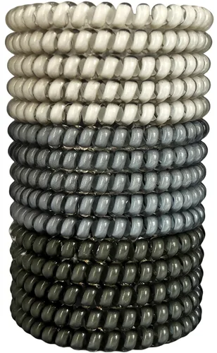 Vista 8 de 15 lazos para el cabello en espiral, sin pliegues, cable de teléfono, bobinas de plástico para el cabello en blanco