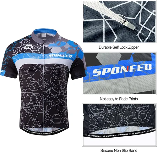 Vista 2 de Sponeed, suéter de ciclismo, mallas cortas con almohadilla, respirable, ciclismo, hombres.