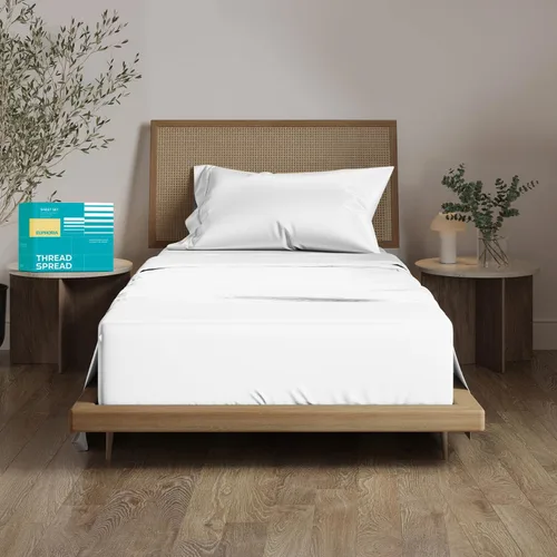 Vista 26 de THREAD SPREAD Sábanas 100% Algodón Egipcio Tamaño Twin - 800 Alto Número de Hilos 3 Piezas Sábanas Twin Extra Largas para Dormitorio, Bolsillo