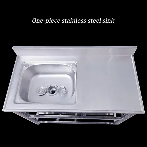Vista 4 de CGF- Dining Sink with Free-Standing Wash Basin Commercial Single Bowl Sink with 360° Rotating Faucet 3-Layer Storage Shelf for Bars, Restaurants