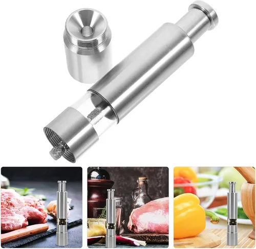 Vista 9 de 304 Stainless Steel Pepper Mill Grinder Manual Spice Bottle Handheld Pepper Grinding Tool for Kitchen Cooking with Black Pepper and Sea Salt for