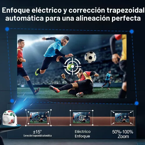 Vista 6 de Mini proyector con WiFi y Bluetooth, proyector de películas para techo