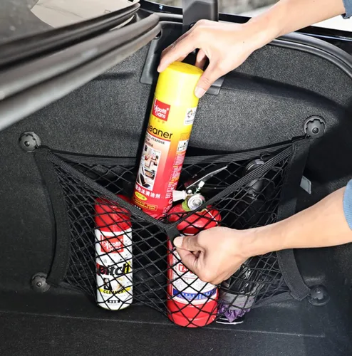 Vista 6 de Paquete de 2 redes de carga de malla para organizador de red de maletero de automóvil, almacenamiento de bolsillo de red de carga, bolsa