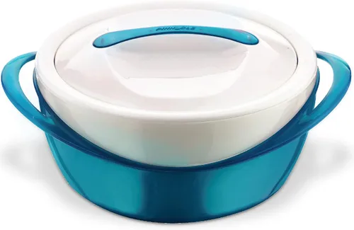 Vista 7 de Pinnacle Cacerola Grande Aislada con Tapa de 2.6 cuartos. Elegante Olla Caliente Calentador/Enfriador de Alimentos – Tazón Térmico para Servir Azul