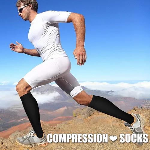 Vista 4 de Paquete de 3 pares de calcetines de compresión médica para mejorar la circulación de mujeres y hombres, para correr, hacer deporte y amamantar