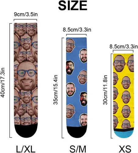 Vista 5 de Laffyett Calcetines personalizados con fotos, calcetines de cara personalizados con imágenes, calcetines novedosos personalizados divertidos