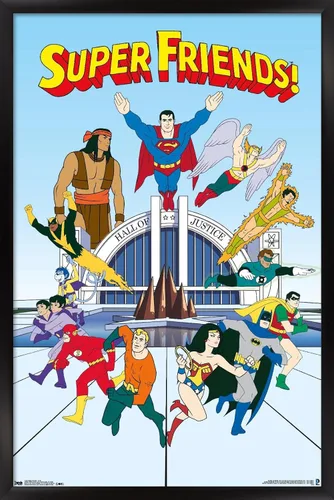 Vista 8 de Trends International DC Comics Super Friends - Póster de pared del equipo, 22.4 pulgadas de largo x 14.7 pulgadas, versión enmarcada de madera