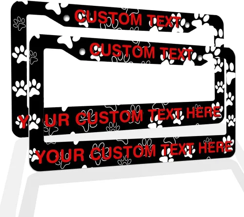 Vista 21 de Marcos de Matrícula con Cualquier Texto - Marco de Placa con Tu Mensaje Personalizado, Marco de Matrícula Personalizado con Nombre, Monograma, Logo