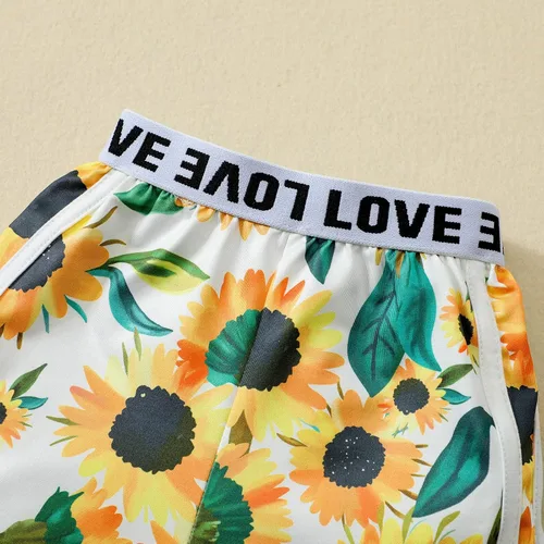 Vista 7 de Ropa para niñas pequeñas, ropa casual floral de girasol, sin mangas, floral para invierno, novedad
